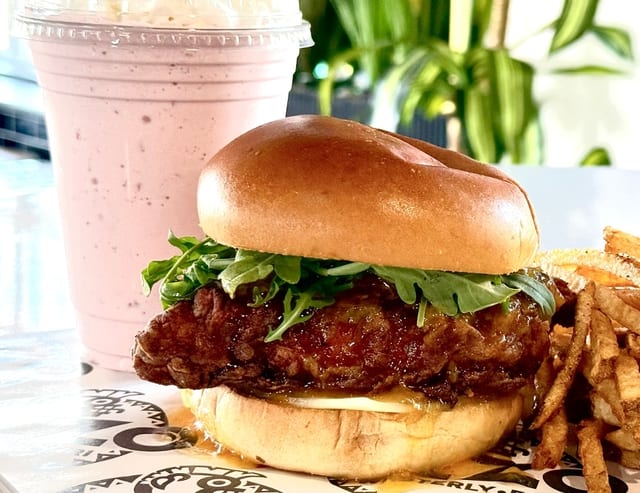 Arugula Peach Chicken Sandwich.