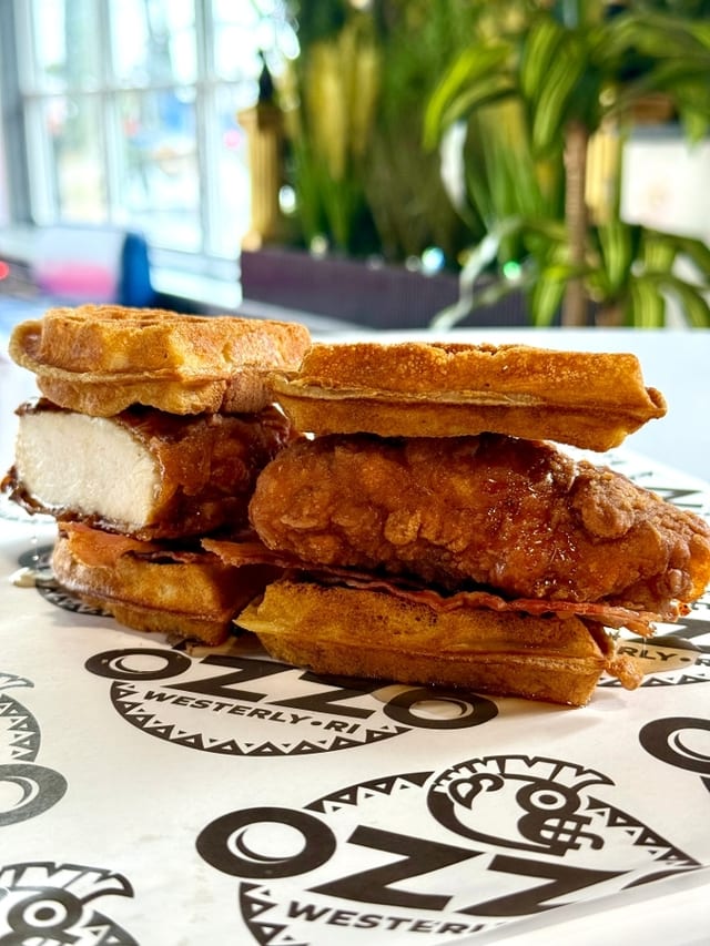 Chicken & Bacon Waffle Stack.